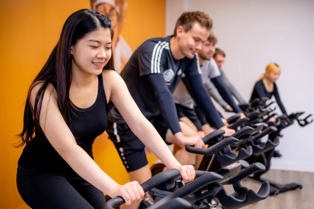 Several participants of the cardio course during training